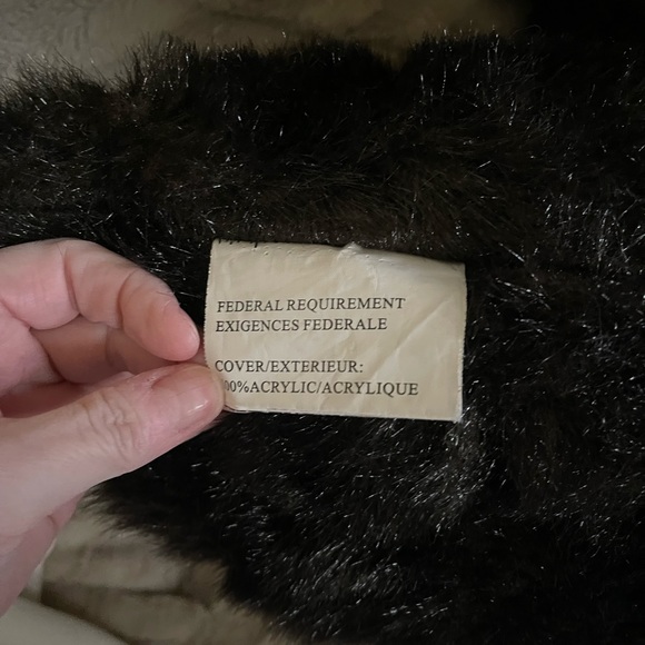 Two Large Dark Brown Faux Fur Square Pillows - Picture 4 of 7